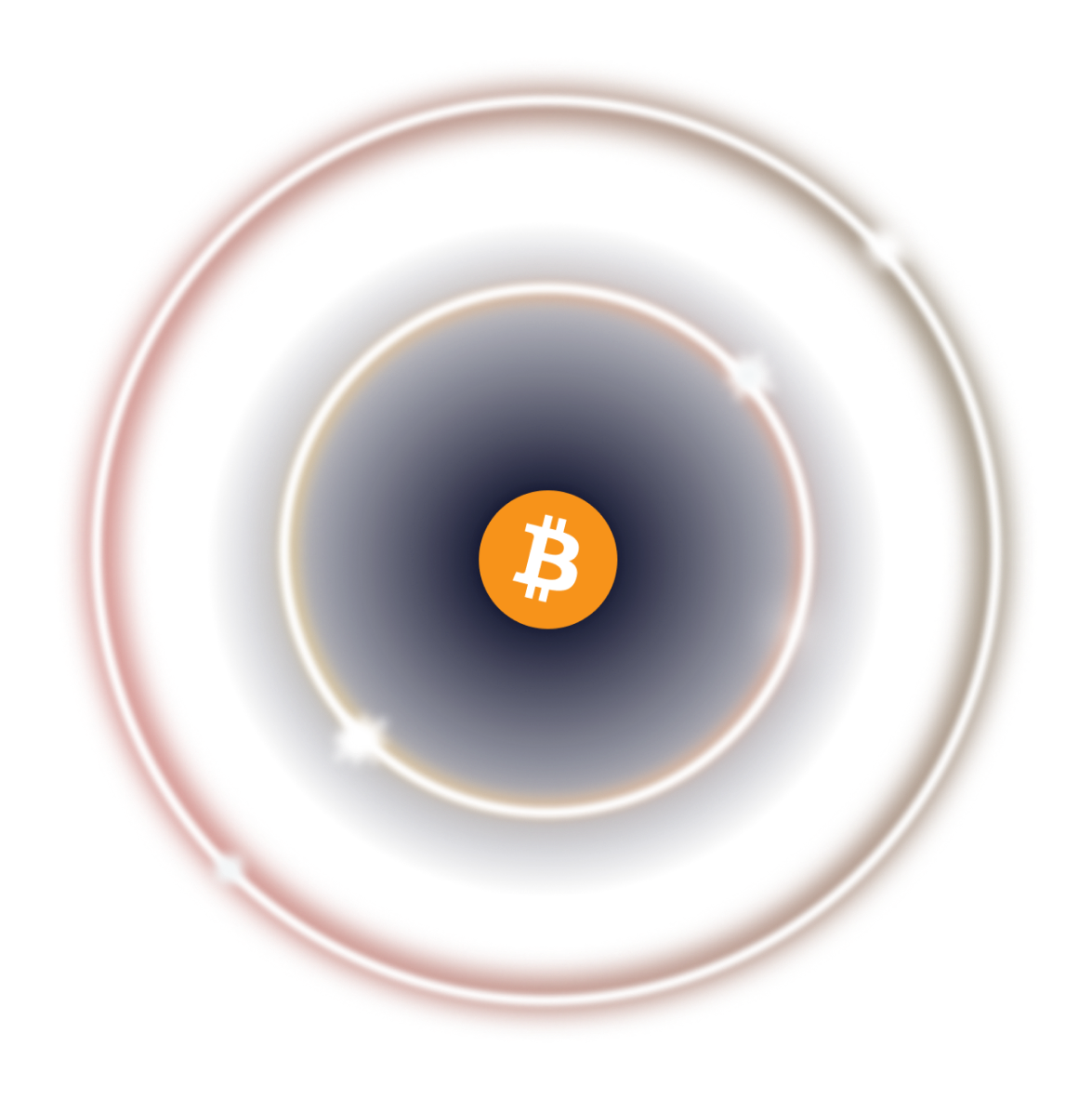 A Stylized Bitcoin logo with lens flare.